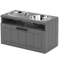 Elevated Dog Bowl Stand with Storage Drawer and 2 Steel Bowls