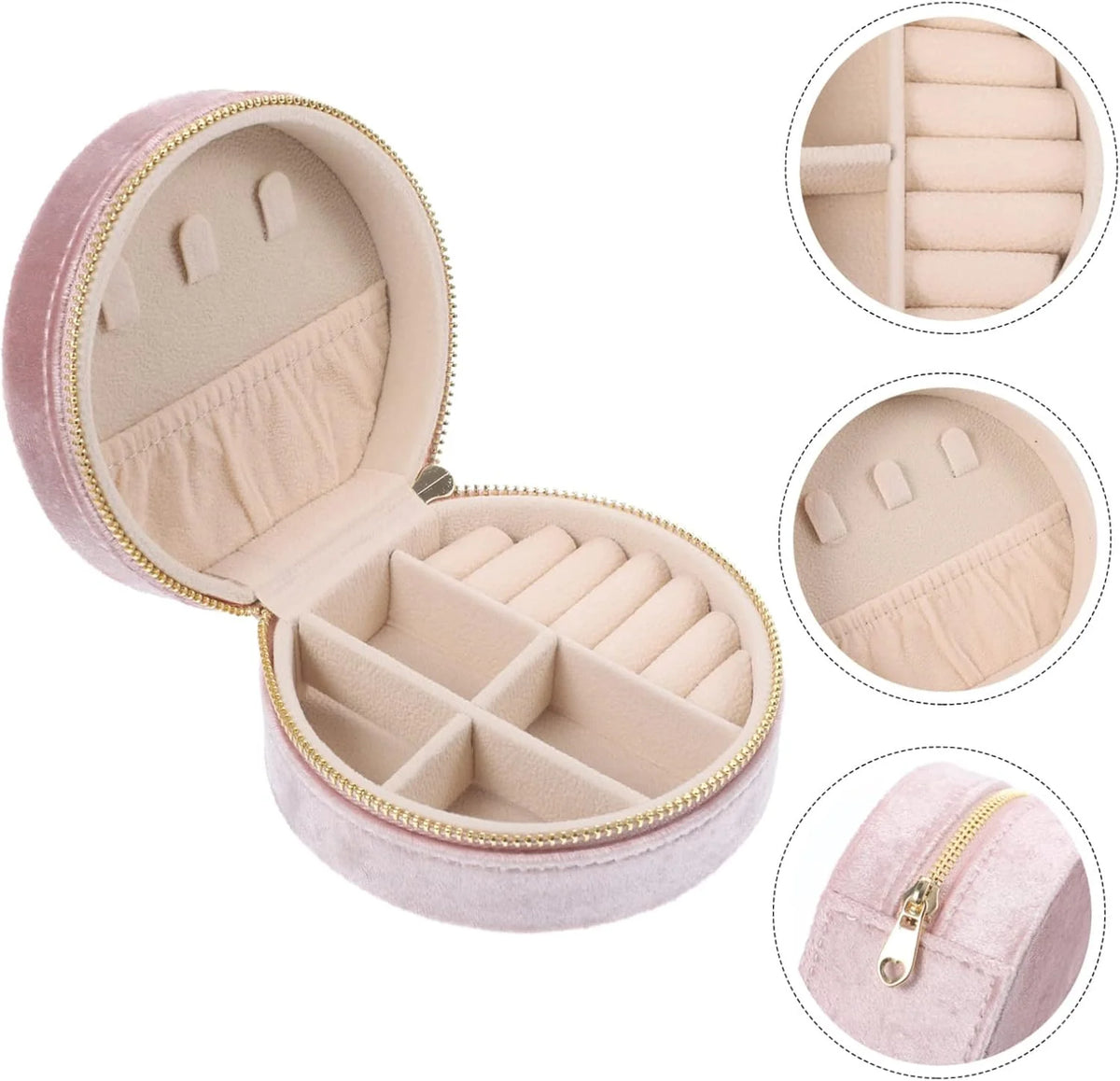 Travel Jewelry Box – Pink Portable Case for Rings & Earrings – image 3