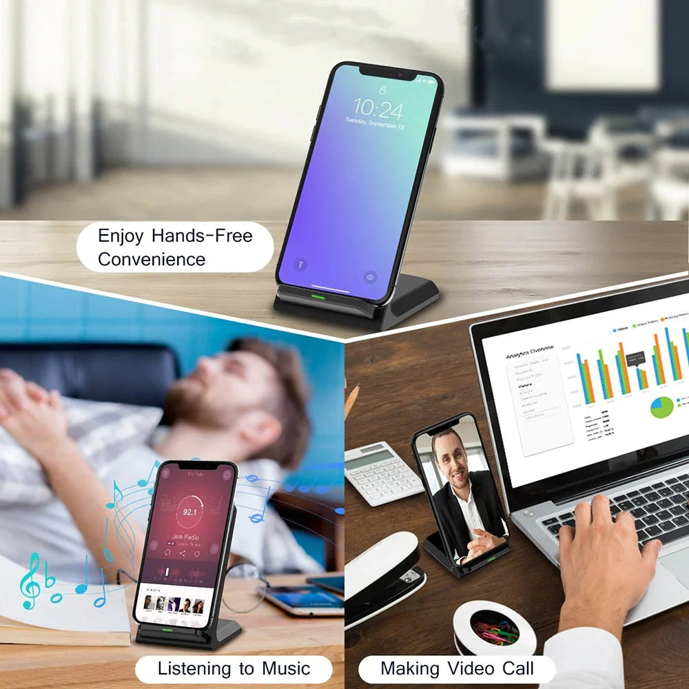Wireless Charger Stand – 15W Qi Fast Charging Phone Dock – image 4