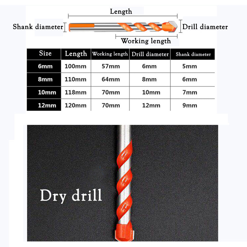 Multi-Material Drill Bits – 4 Pc Set for Tile, Glass and Wood – image 2