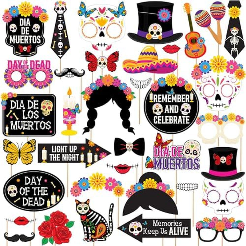 Day of the Dead Photo Booth Props – 35 Piece Halloween Set – image 9