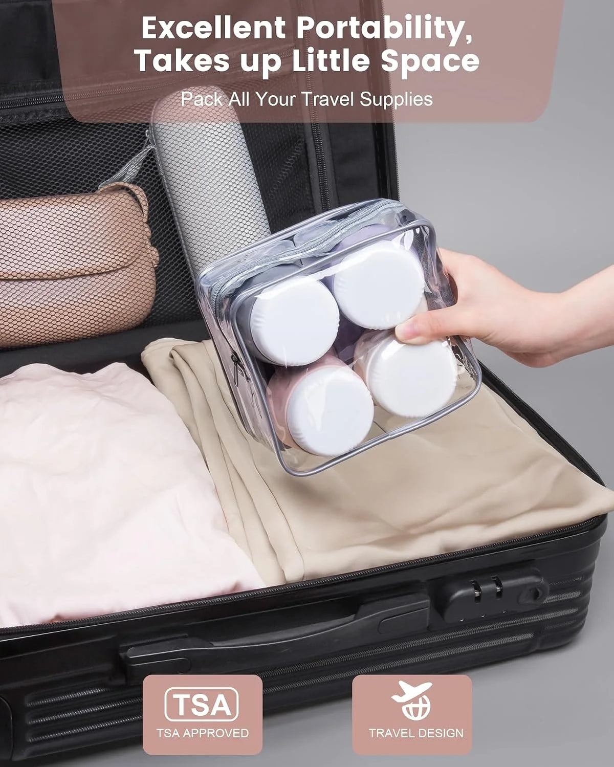 Silicone Travel Bottles 8-Pack, 3 oz Squeeze Bottles & Jars – image 4