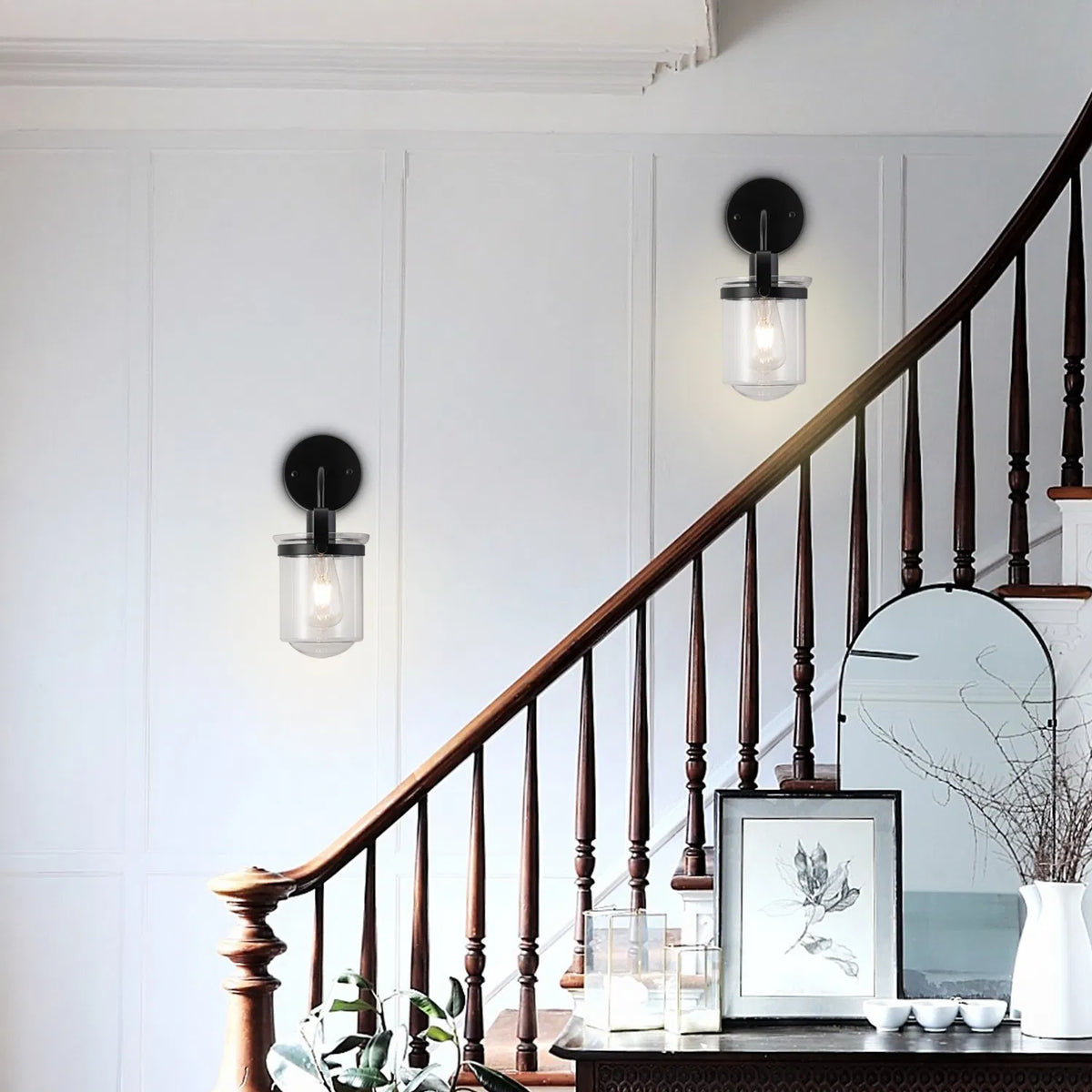 Modern 1-Light Wall Sconce with Clear Glass Globe Shade