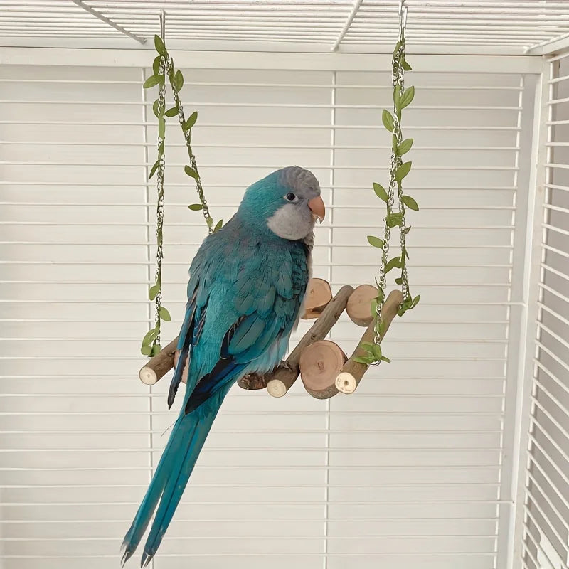 Natural Wood Bird Swing - Branch Perch Cage Toy for Parrots – image 6