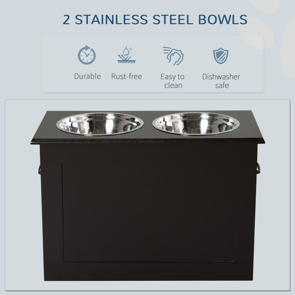 Raised Dog Feeding Station with Storage and 2 Stainless Steel Bowls – image 5