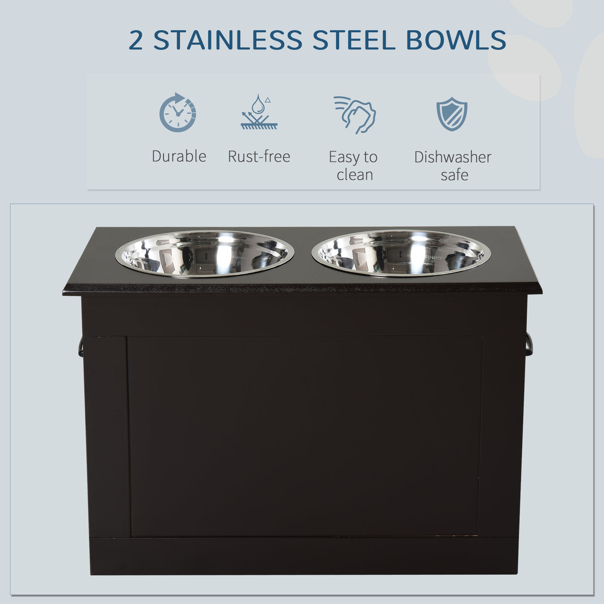 Raised Dog Feeding Station with Storage and 2 Stainless Steel Bowls – image 5