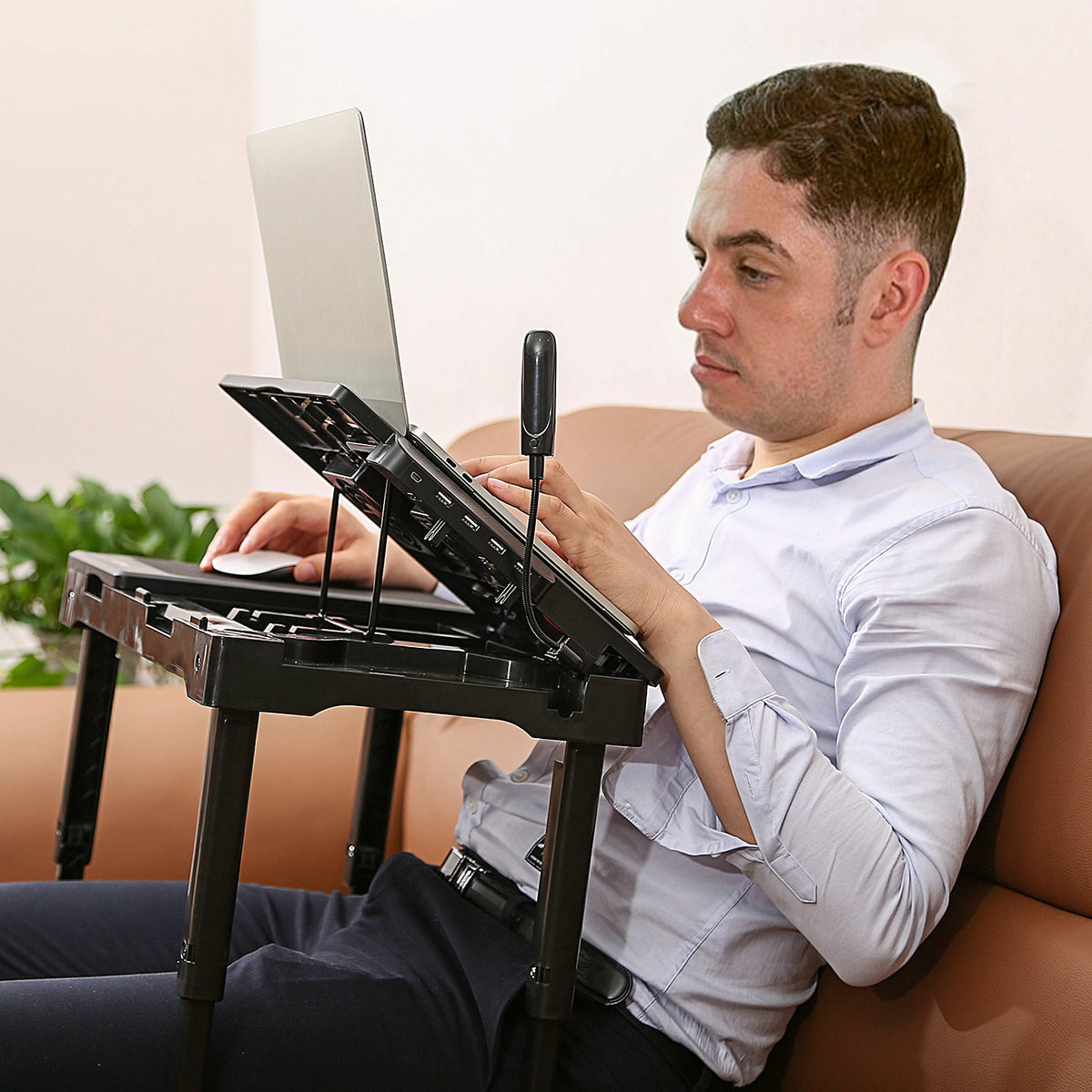 Foldable Laptop Bed Tray with Cooling Fan, LED Light and USB Ports – image 9