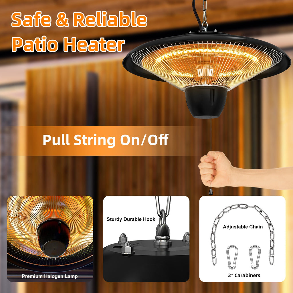 1500W Hanging Electric Patio Heater with Chain and 2 Heat Levels – image 10