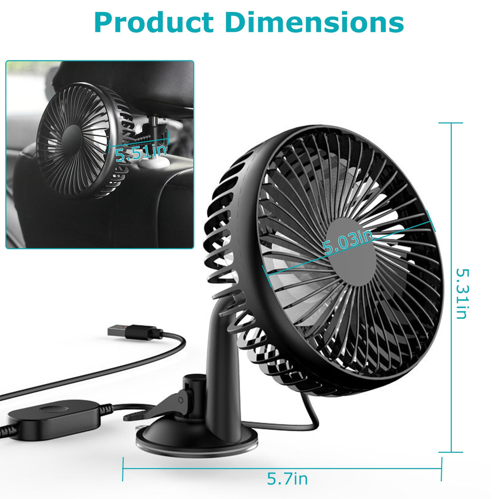 Car Fan – USB Backseat Clip Fan with 3 Speeds – image 3