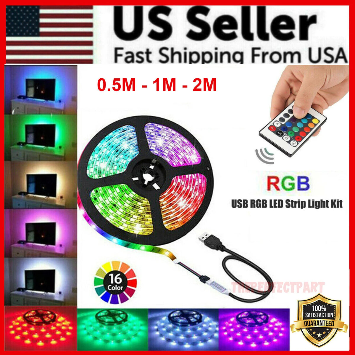USB LED Strip Lights for TV Backlight, RGB 5050 with Remote