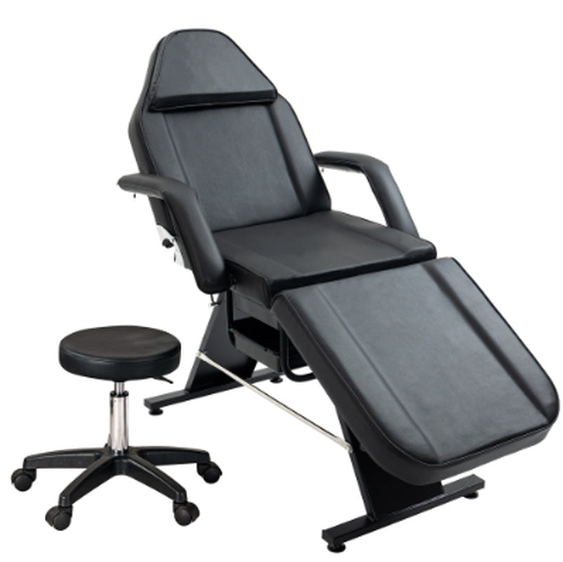 Tattoo and Facial Chair with Hydraulic Stool, 3-Section Salon Bed – image 1