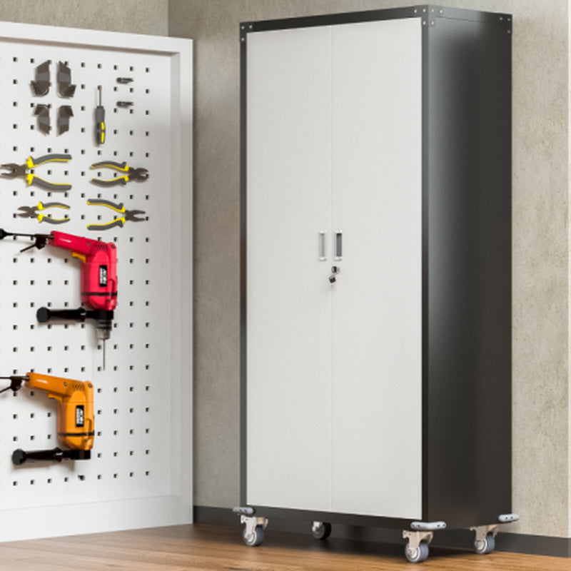 71 in Locking Metal Garage Storage Cabinet on Wheels, 4 Adjustable Shelves – image 2