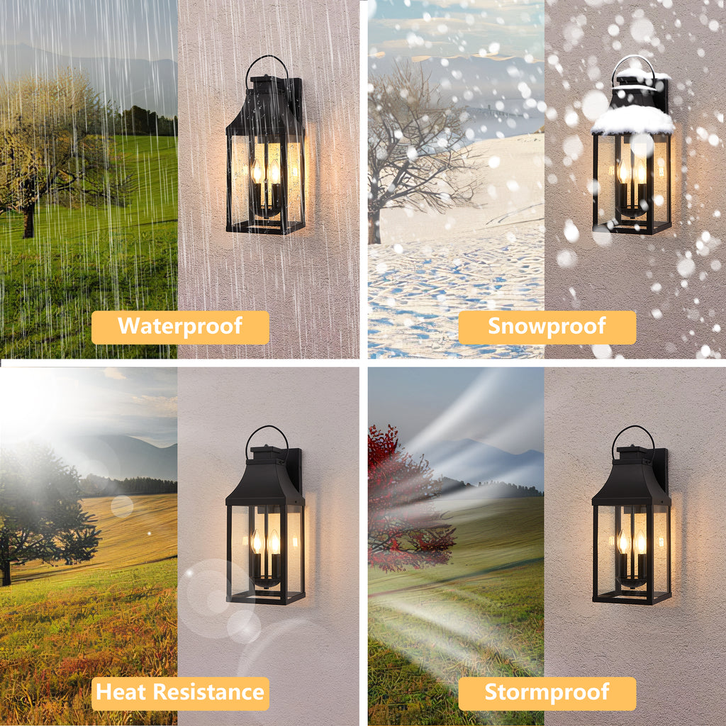 20 Inch Dusk to Dawn Outdoor Wall Light, Black 2-Light Porch Lantern – image 5