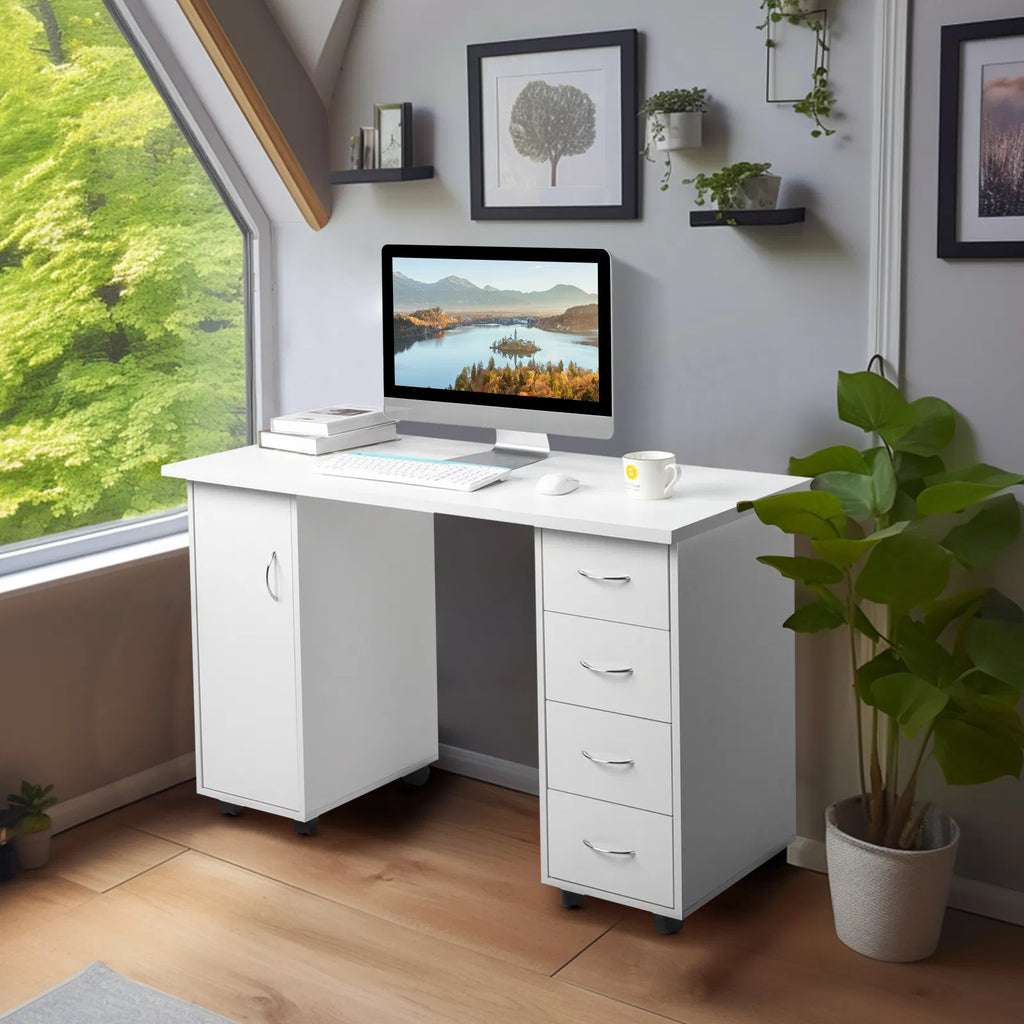 White Manicure Nail Table with Wrist Rest and Drawers – image 3