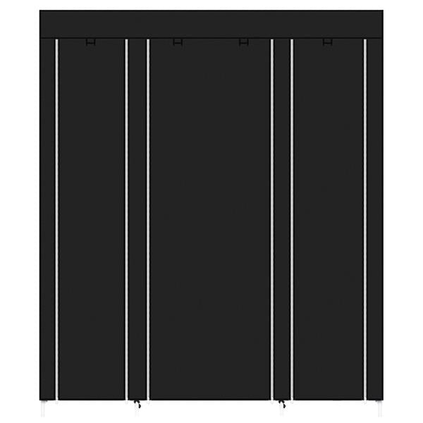 Portable Wardrobe Closet 5-Tier 12 Shelves Fabric Cover, Black – image 6