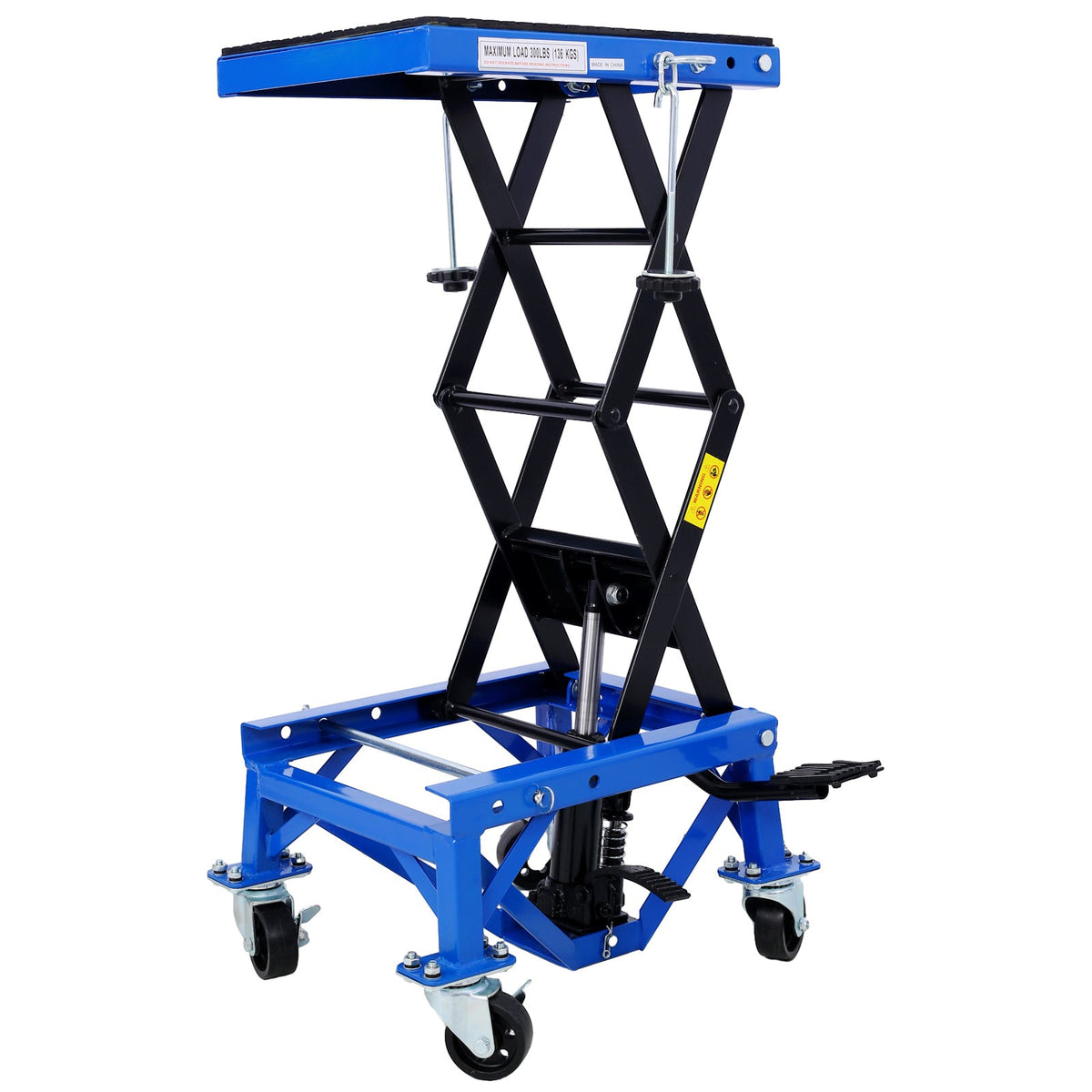Dirt Bike Lift Stand – 300 lb Hydraulic Foot Pedal Lift with Wheels