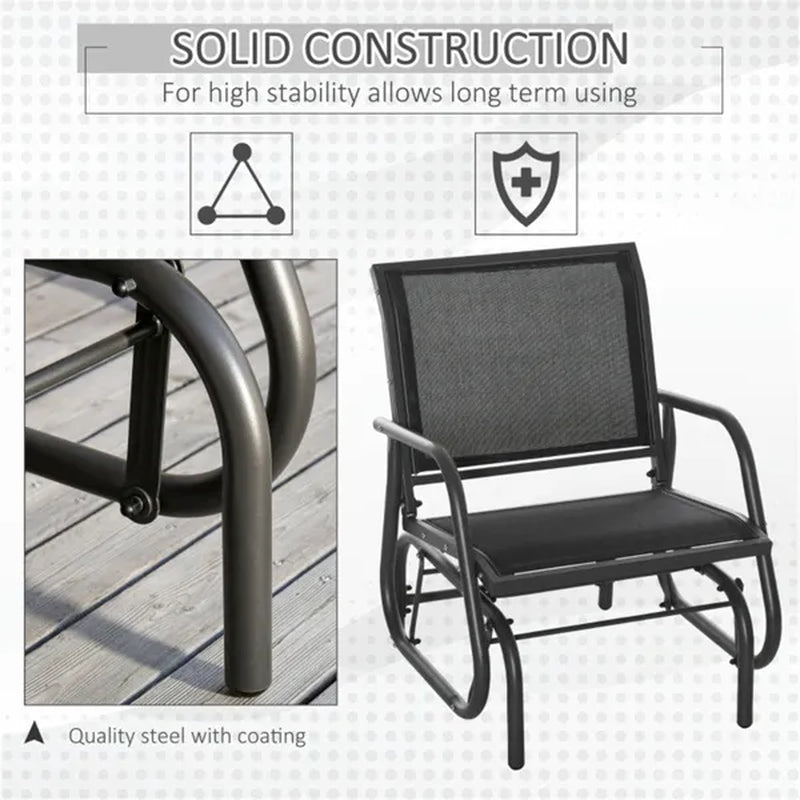 Outdoor Mesh Glider Chair With Curved Armrests – image 7