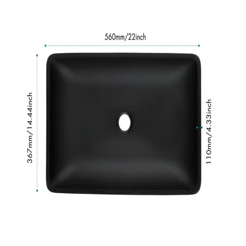 Black Glass Rectangular Vessel Sink with Faucet and Pop-Up Drain Set – image 3
