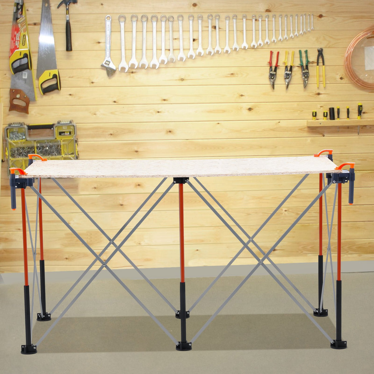 Portable Folding Workstand 4.15 x 2.18 ft, 2500 lb Collapsible