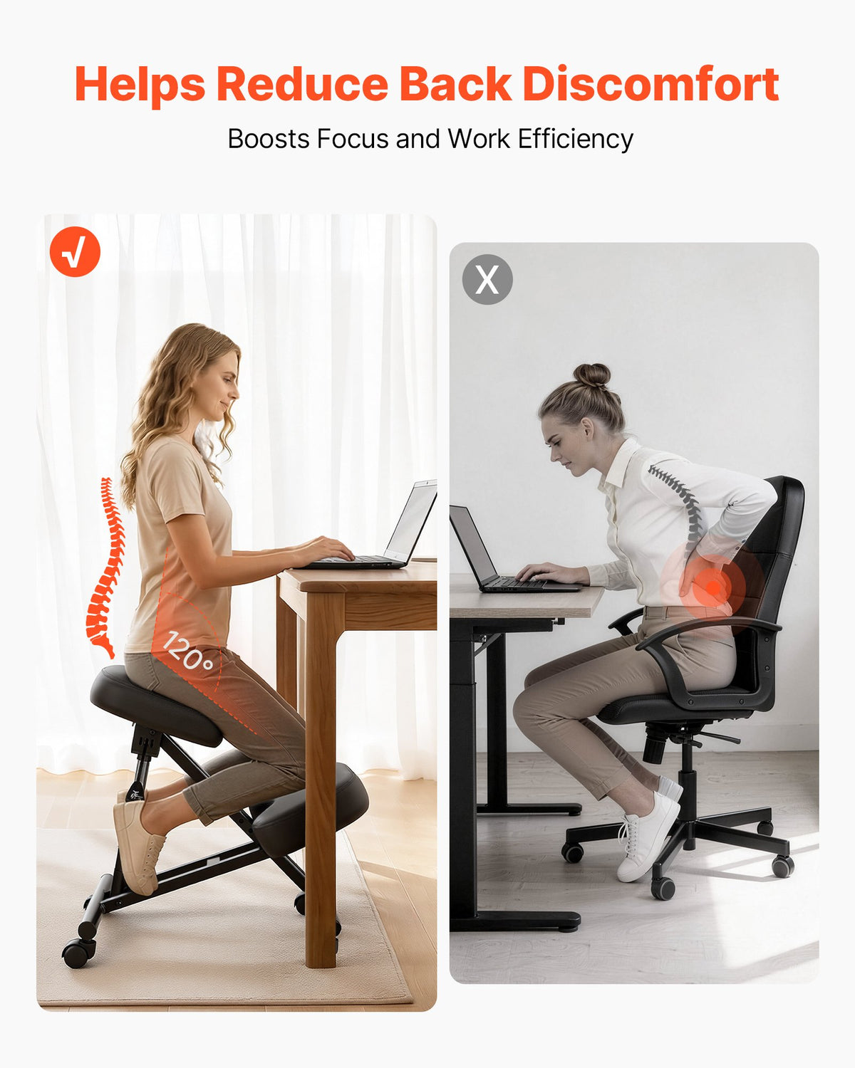 Kneeling Chair with Wheels – Ergonomic Adjustable Height Knee Chair – image 3