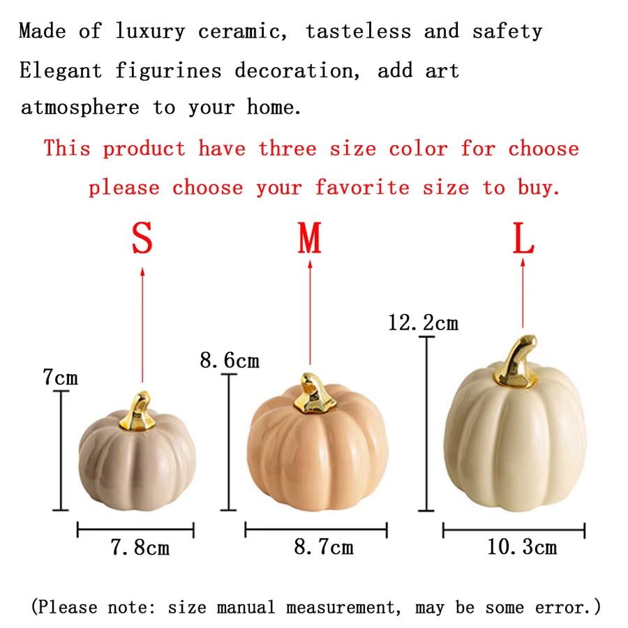 Ceramic Pumpkin Figurine, Nordic Style Tabletop Fall Decor Sculpture – image 2