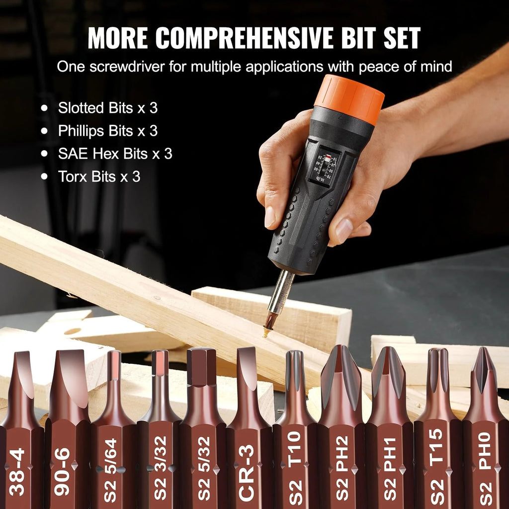 Torque Screwdriver Set 10-70 In-lbs with 12 Bits and Case – image 5