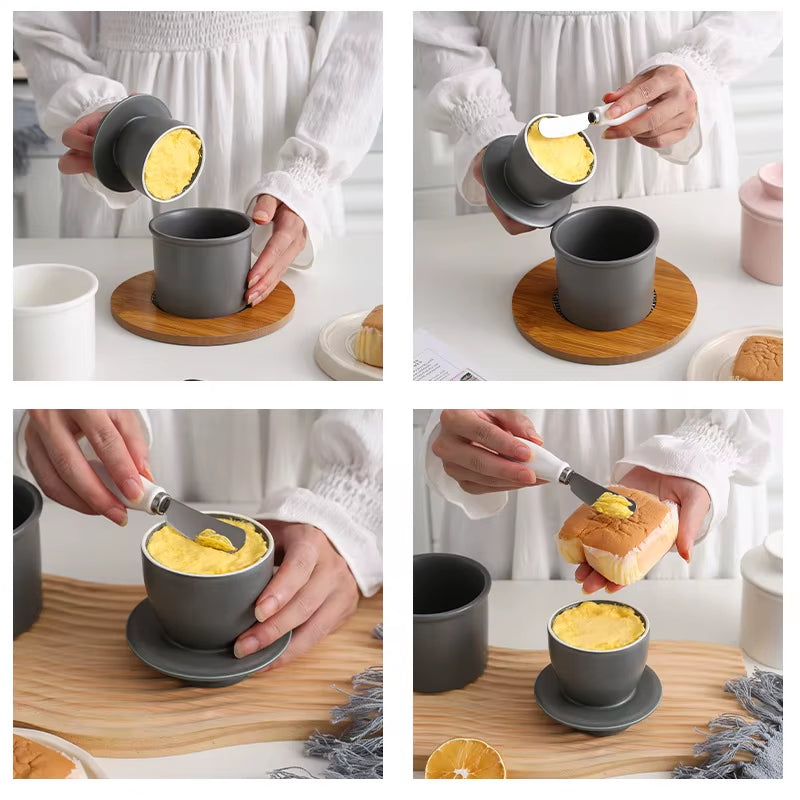 Ceramic Butter Dish with Lid – Round Countertop Butter Keeper – image 3