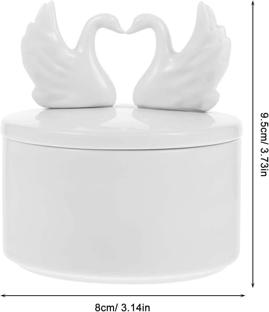 Ceramic Swan Jewelry Box with Lid, Ring & Earring Trinket Dish – image 2