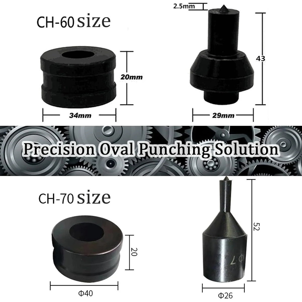 Square Hole Punch Die 16 x 16 mm for CH-70 Hydraulic Hole Puncher – image 7