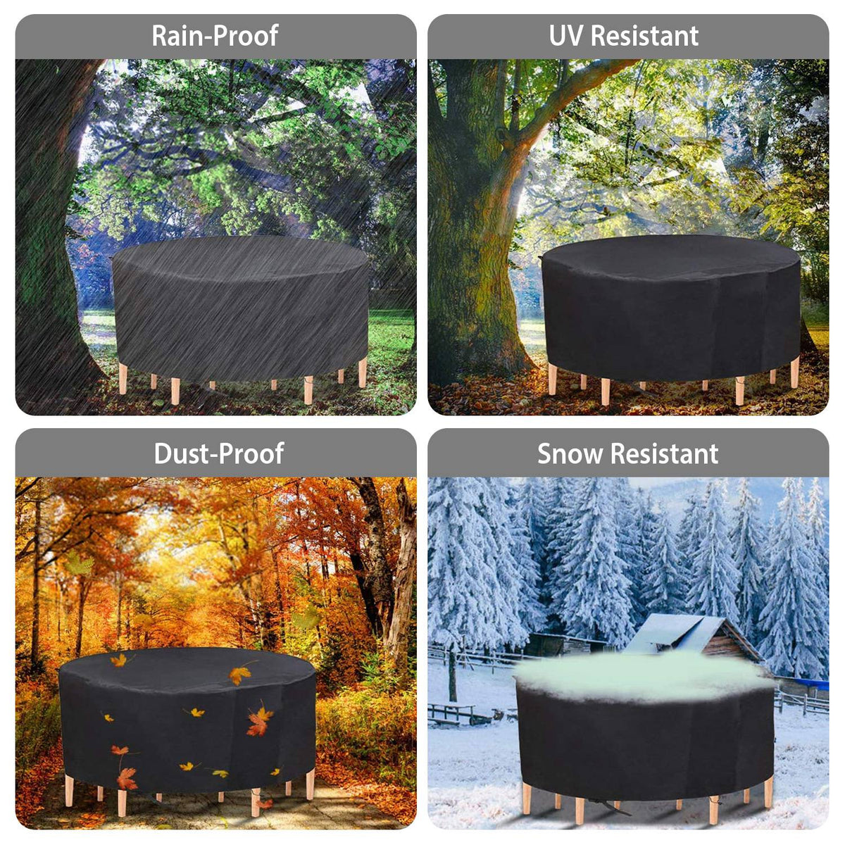 Round Patio Table Cover 73 in - Waterproof Outdoor Furniture Cover – image 2