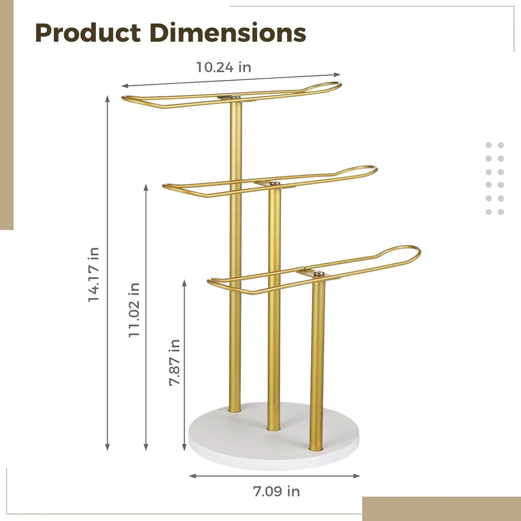 Headband Holder 3-Tier Gold Metal Stand for Bracelets and Clips – image 2
