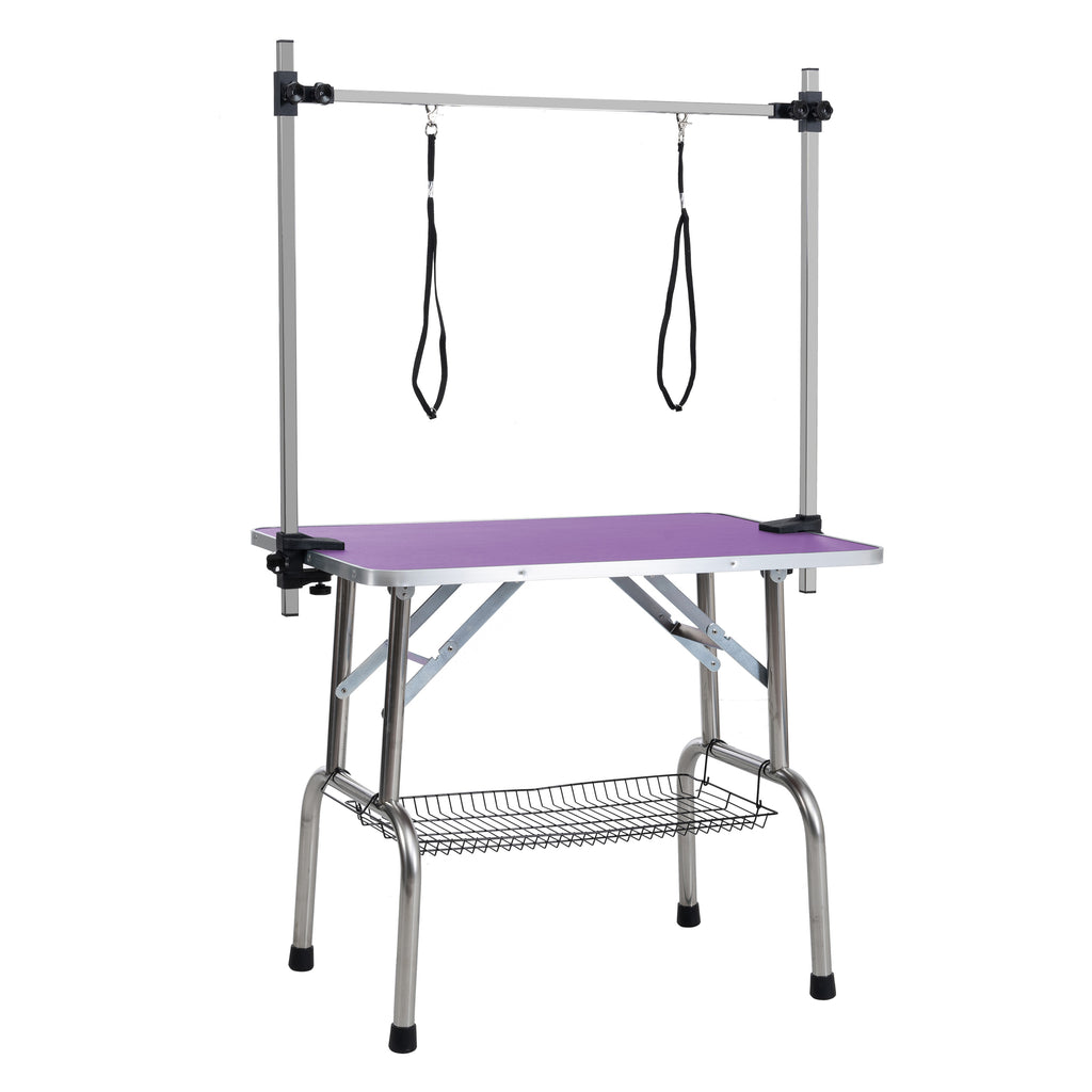 46 Inch Folding Dog Grooming Table with Arm, Noose and Basket – image 4
