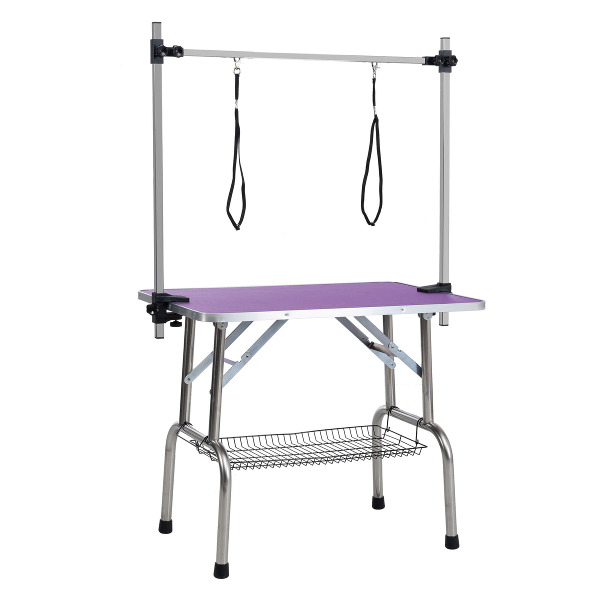 46 Inch Folding Dog Grooming Table with Arm, Noose and Basket – image 4