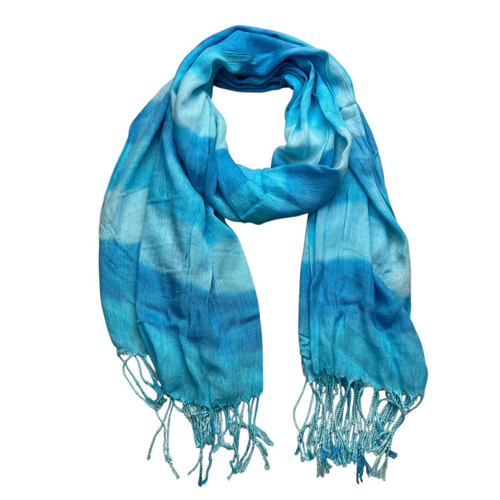 Viscose Scarf, Turquoise Printed Summer Scarf, 67 x 24 in – image 4