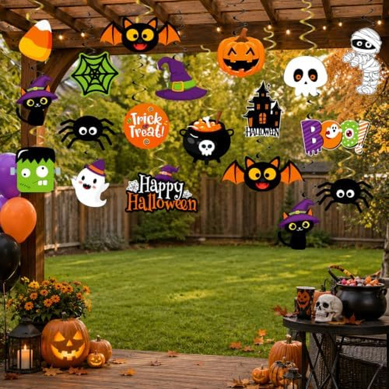 Halloween Hanging Swirls – 32 Pc Ghost and Pumpkin Ceiling Decorations – image 5