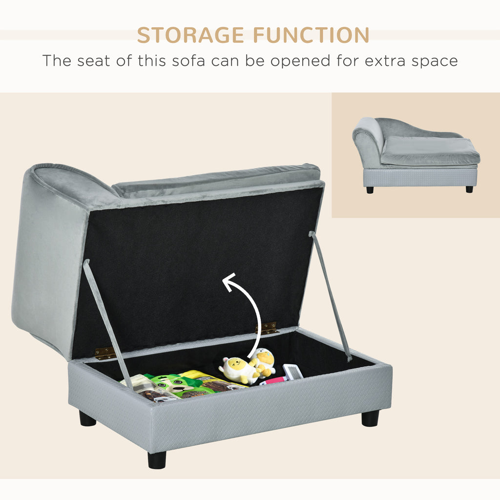 Dog Couch with Hidden Storage, Small Dog Sofa Bed with Foam, Gray – image 5