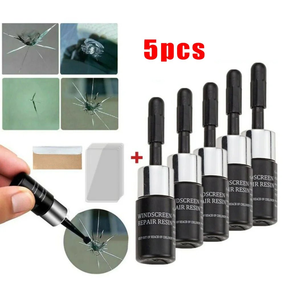 Windshield Repair Kit - 5 Pack Resin for Glass Chips & Cracks