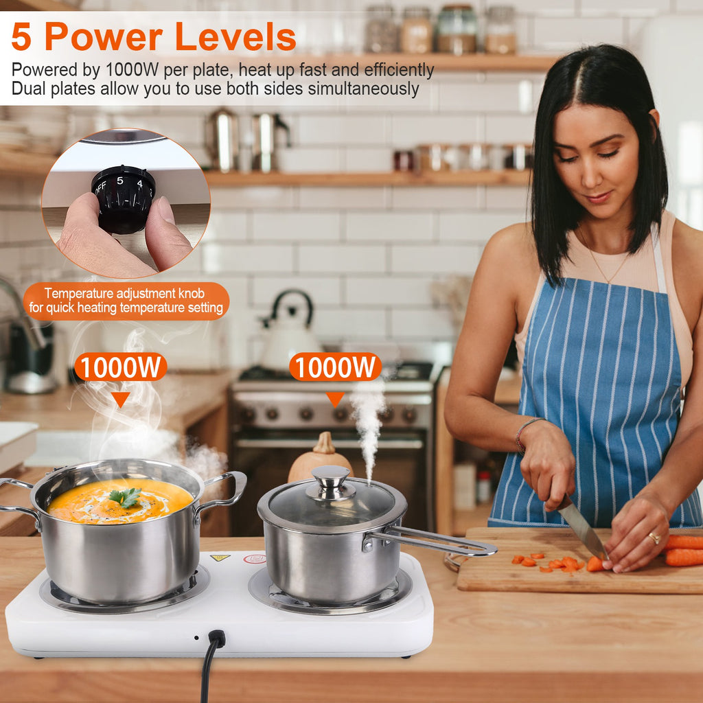 Electric Double Burner Hot Plate, 2000W Portable Countertop Stove – image 6