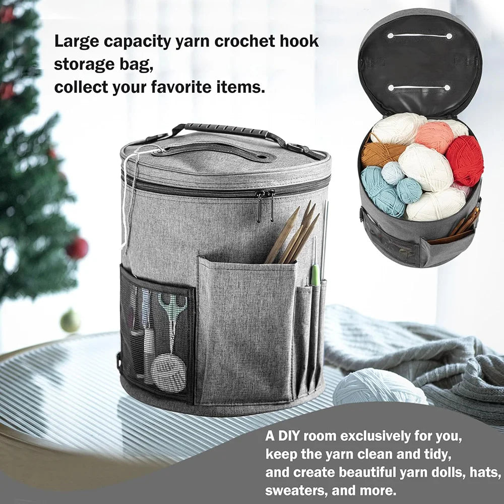 Yarn Storage Bag Large Crochet Tote with Yarn Holes and Shoulder Strap – image 5