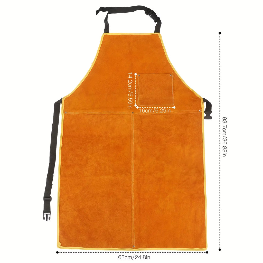 Leather Welding Apron, Heavy Duty Flame Resistant Shop Apron