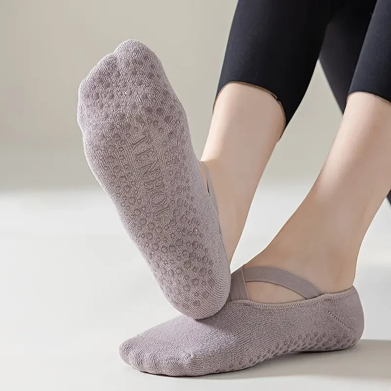 Yoga Grip Socks, Non-Slip Cotton for Pilates and Dance, 5 Pairs – image 6