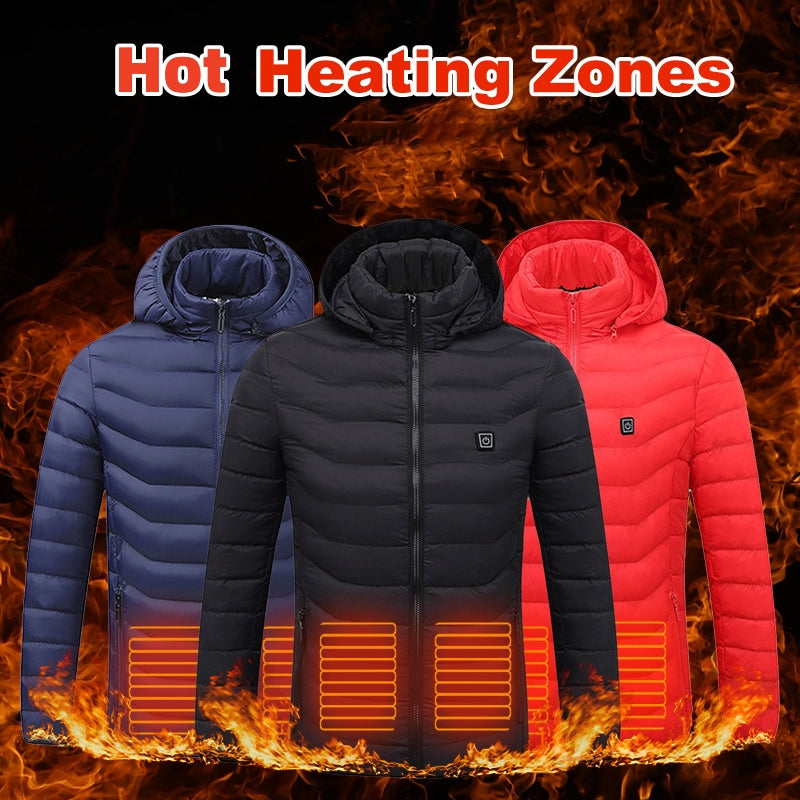 Heated Work Jacket for Men, Hooded Insulated Puffer Coat, USB Powered – image 2