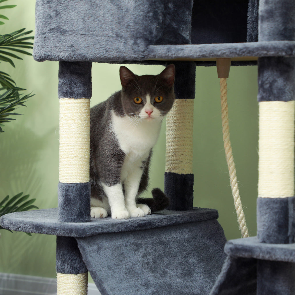 81 Inch Large Cat Tree with 2 Condos, Hammocks and Scratching Board – image 8