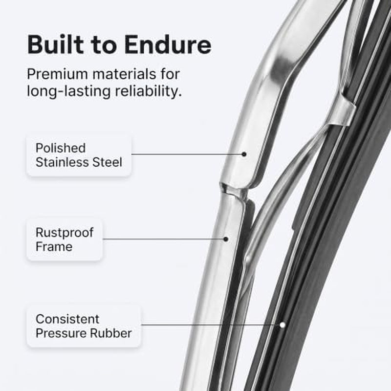 Stainless Steel Wiper Blade 12 in, Universal Windshield Wiper for Cars – image 8