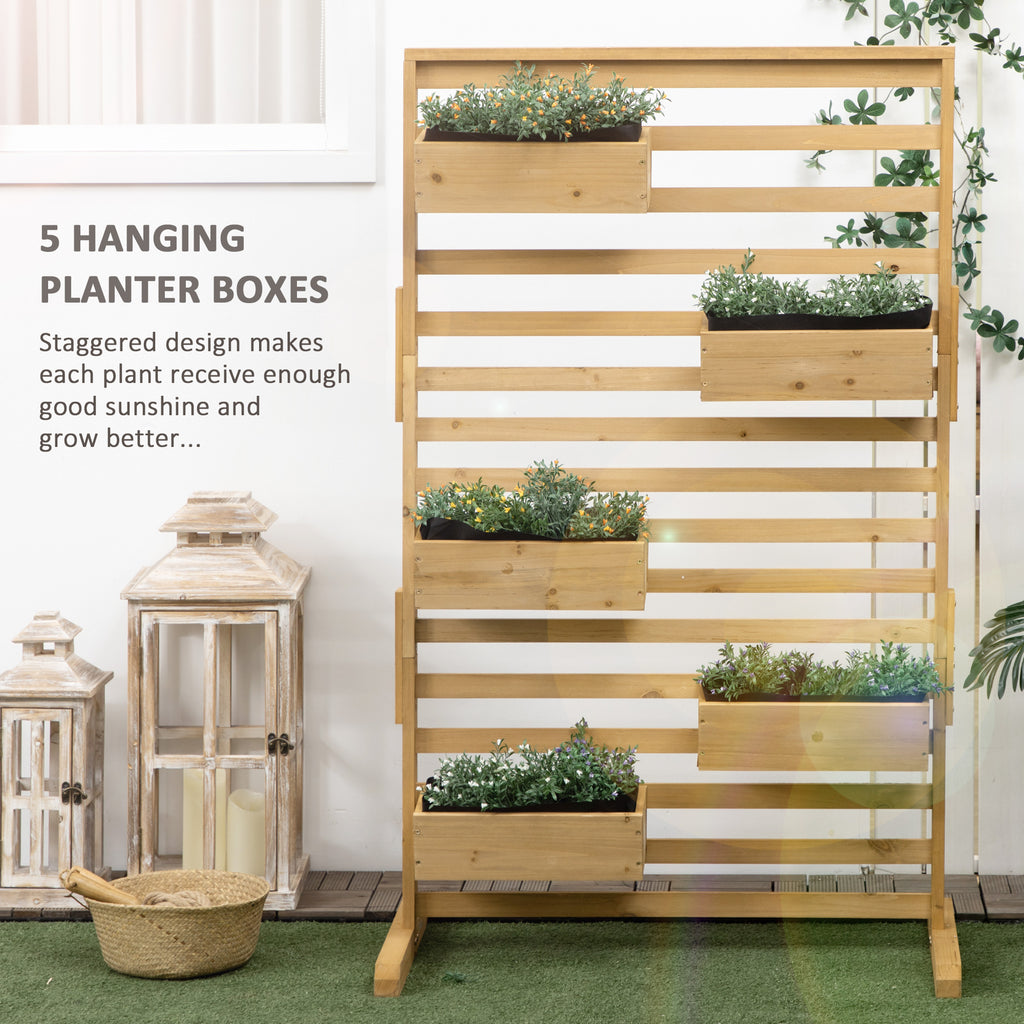 Wooden Trellis Plant Stand with 5 Planter Boxes, Freestanding – image 4