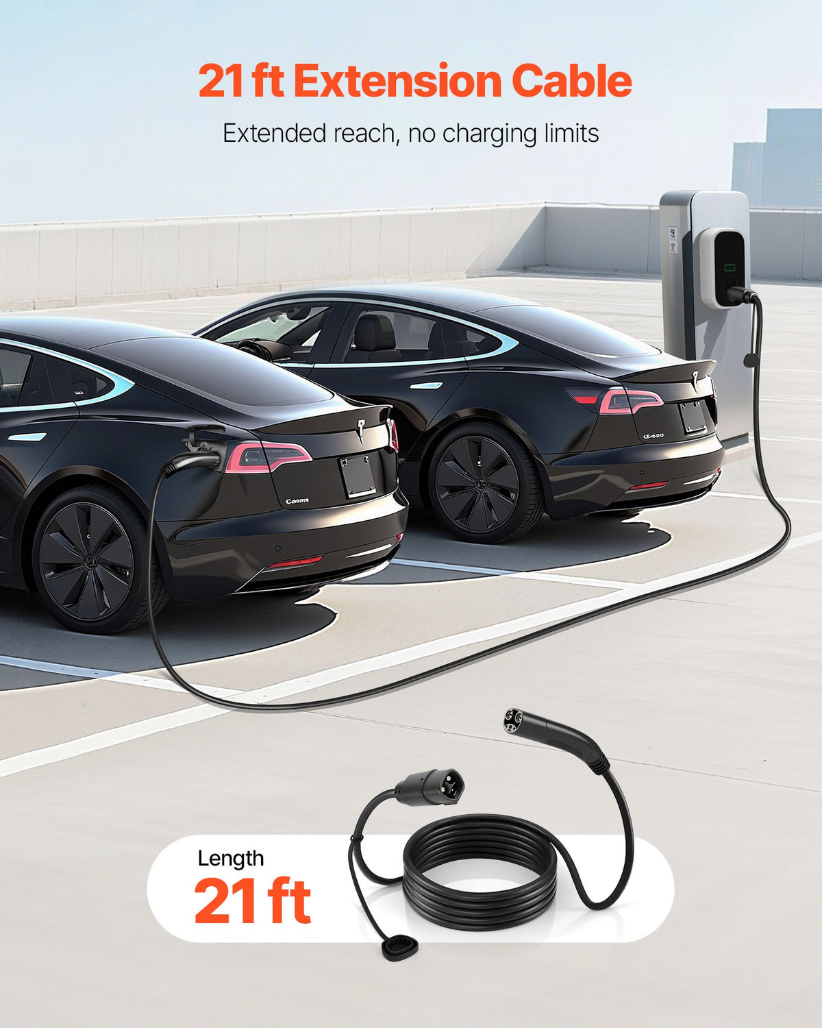 NACS EV Charger Extension Cable, 48A, 21 ft, IP66 – image 3