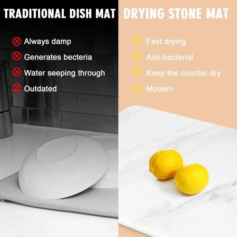 Stone Dish Drying Mat 2-Pack - Diatomaceous Quick-Dry 16x12in – image 5