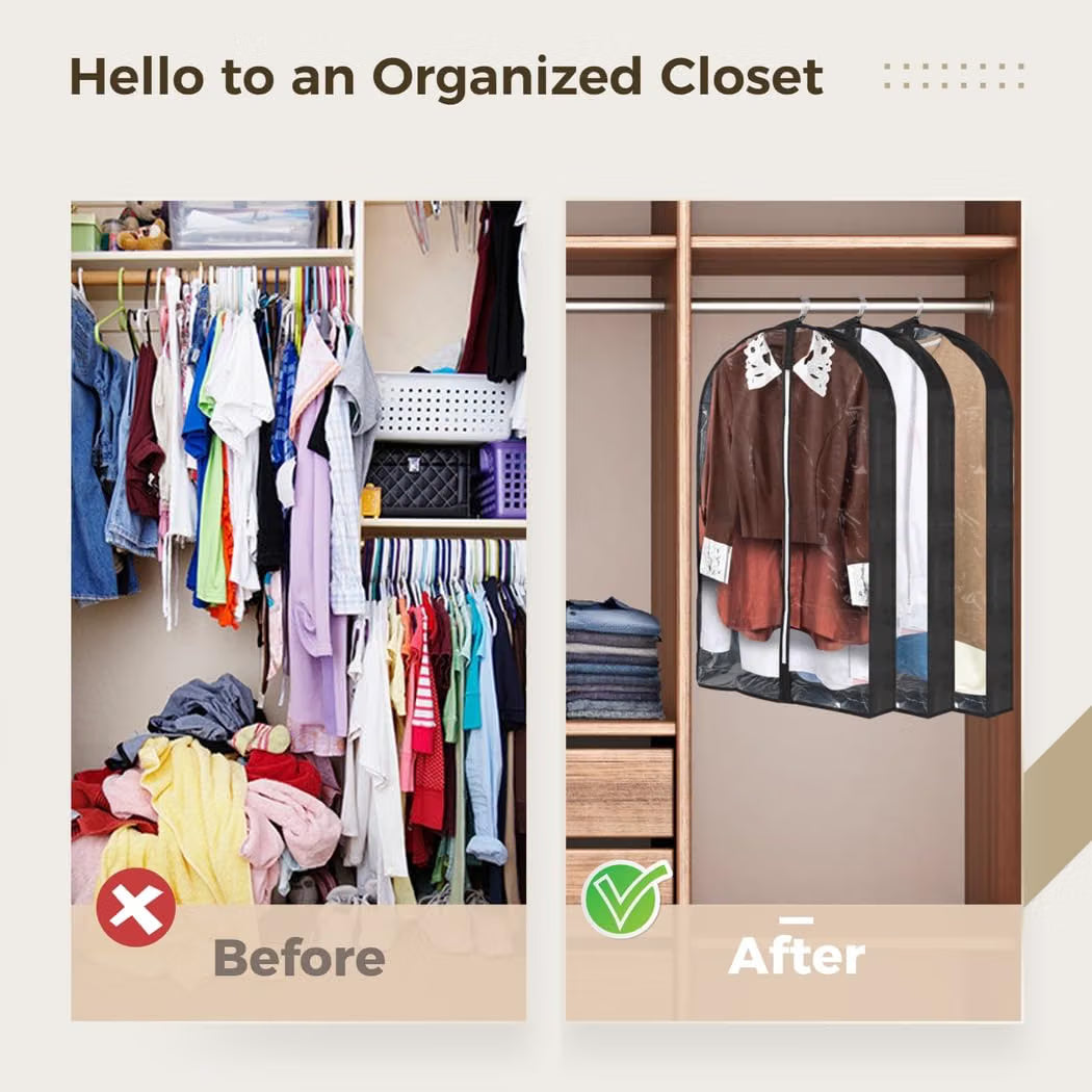 Clear Garment Bags for Closet, 5 Pcs Hanging Clothes Covers – image 4