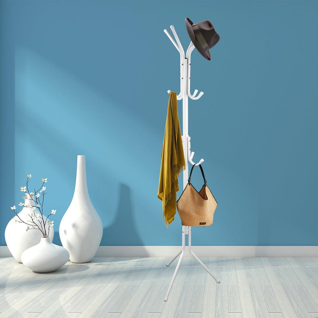 Standing Coat Rack, 8-Hook Metal Hat and Bag Tree, 3 Tiers – image 7