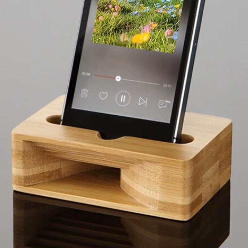 Wood Phone Stand with Sound Amplifier, Desk Holder – image 2